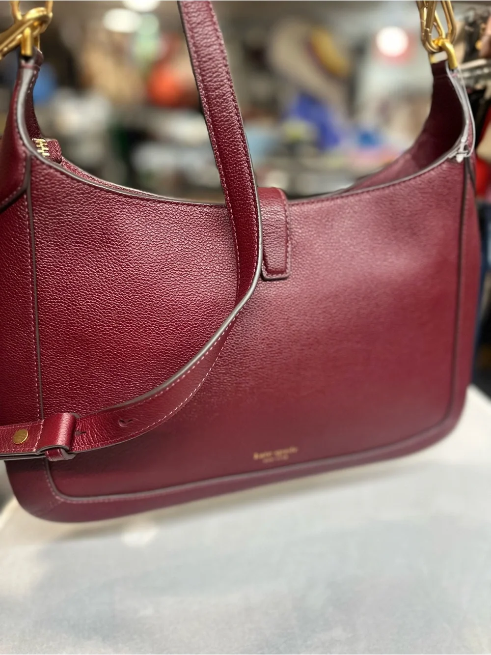 kate spade new york Deco Pebbled Leather & Suede Hobo Bag. New no tag. Color win